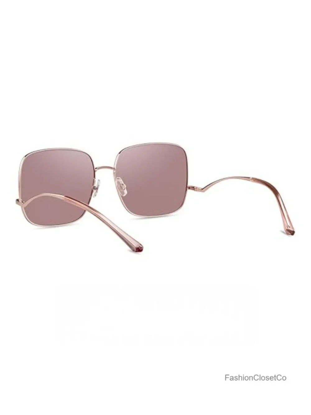 Oversized Square Polarized Sunglasses Women UV400 Protection Lightweight Metal